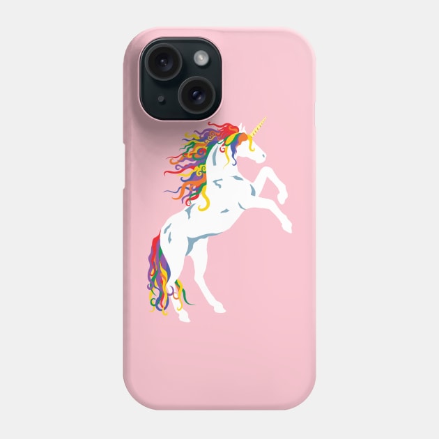 Rainbow Maned White Unicorn Phone Case by PeregrinusCreative