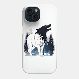 Majestic Wolf Silhouette: Artistic Illustration Phone Case