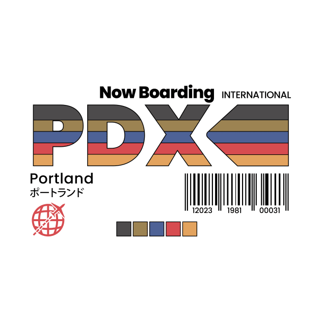 Vintage Portland PDX Airport Label Retro Travel Oregon by Now Boarding