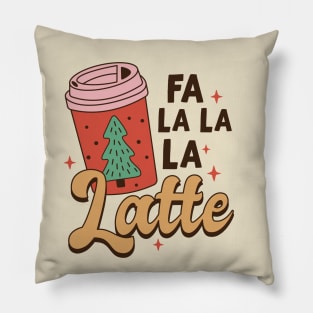 Funny Retro Latte Coffee Holiday Christmas Pillow