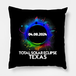 Total Solar Eclipse Texas 2024 April 8 Colorful Totality Pillow