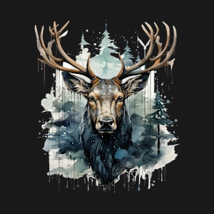 Elk deer nature Scandinavian forest T-Shirt