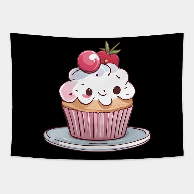 Cute Kawaii Cup Cake Tapestry by animegirlnft