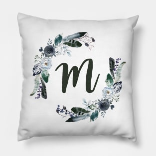 Floral Monogram M Dark Bohemian Flora Pillow