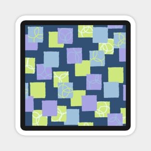 Abstract sticky notes in honeydew melon green, navy blue, lavender sky blue mod squares Magnet