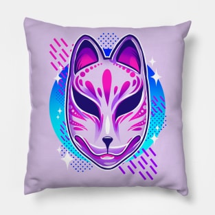 Neon Noh Kitsune Pillow