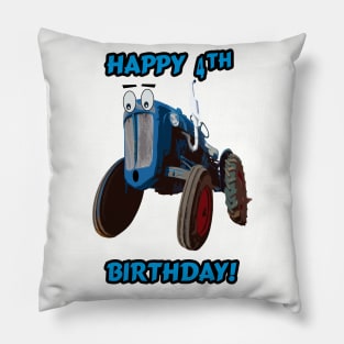 Happy 4th birthday tractor design Pillow