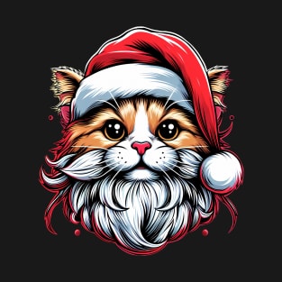 Cute Cat as Santa on Christmas T-Shirt