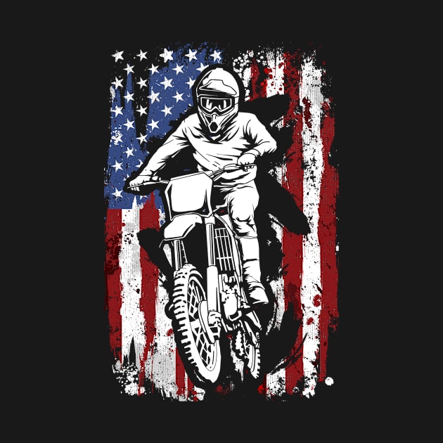 Motocross Dirt Bike American Flag by KAWAIITEE