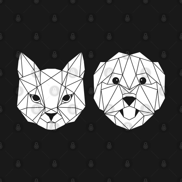 Geometric cat and dog by laraincolor