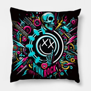 Punk Palette: A Riot of Rhythm and Art Pillow