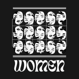 Black and White Illustrated Women T-Shirt T-Shirt