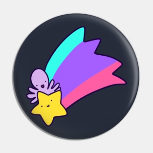 Rainbow Shooting Star Octopus Pin