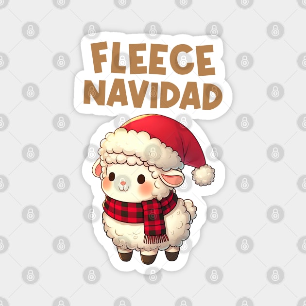 Fleece Navidad Cute Christmas Sheep Magnet by Takeda_Art