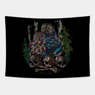 Owls on Bones Tapestry