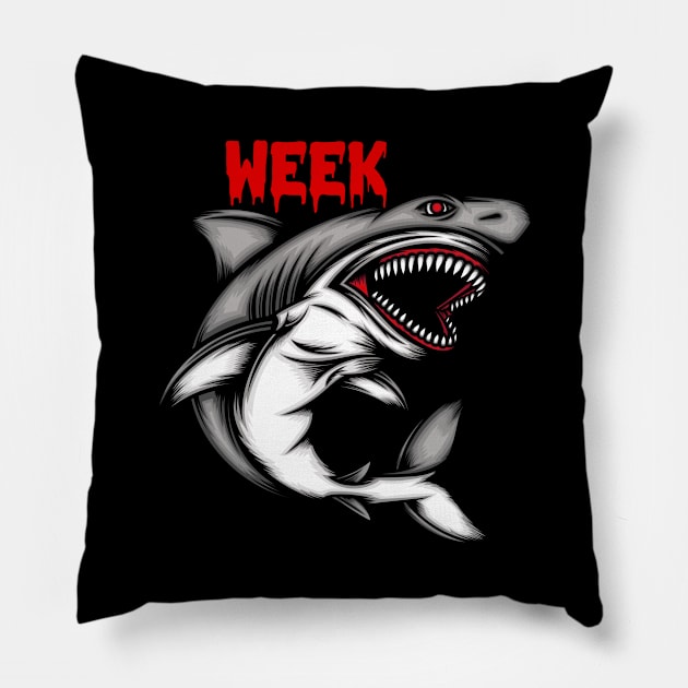 Bloody Week Funny Shark Opening Jaw Teeth For Shark Lover Pillow by anesanlbenitez