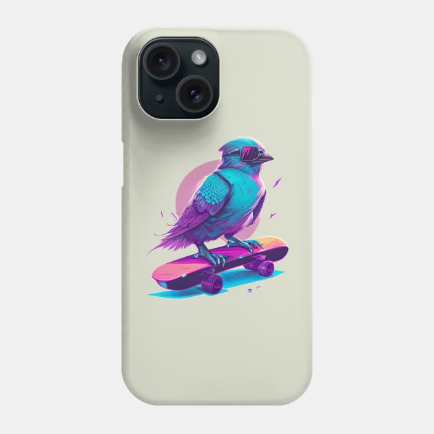 Bird on a Skateboard Phone Case by PawtImages