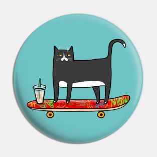 Skater Kitty Pin