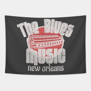 The Blues Music New Orleans Harmonica vintage distressed Tapestry