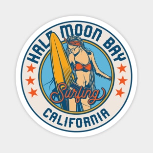 Vintage Surfing Badge for Half Moon Bay, California Magnet