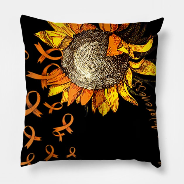 Kidney Cancer Awareness Sunflower Pillow by Barnard