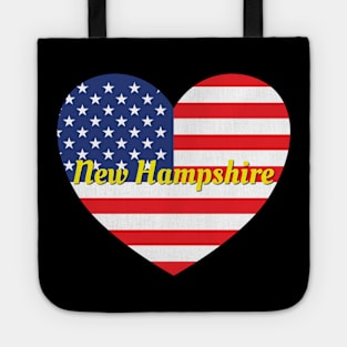 New Hampshire American Flag Heart Tote