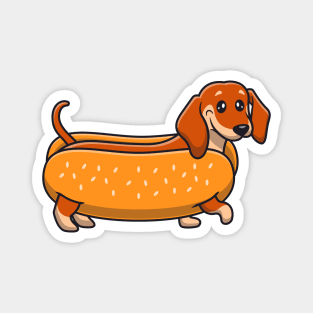 Happy Dachshund in Hotdog Costume Magnet