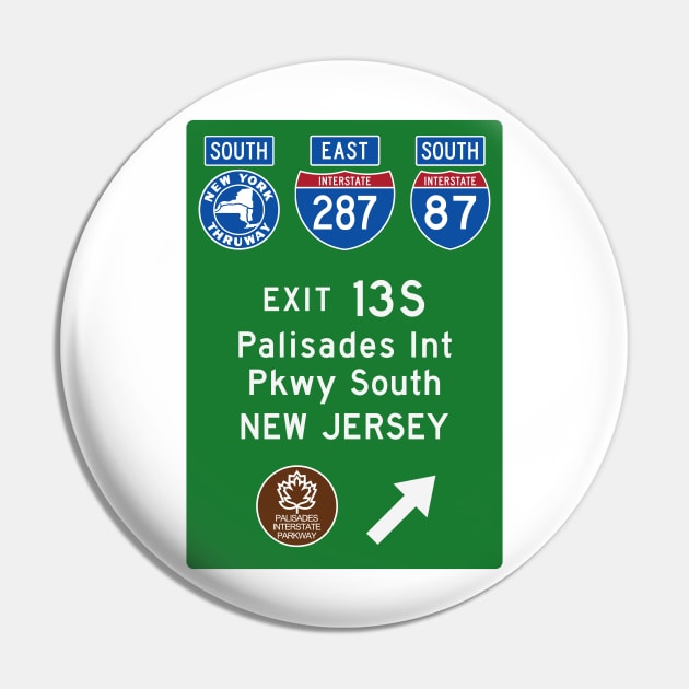 New York Thruway Southbound Exit 13S: Palisades Parkway to New Jersey Pin by MotiviTees