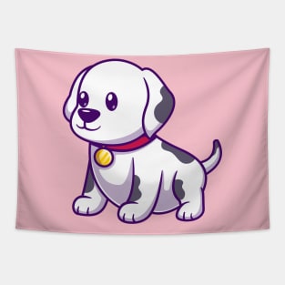 Cute Damatian Dog Sitting Cartoon Tapestry