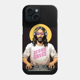 Funny Jesus Raves // DJ Jesus with Turntables Phone Case