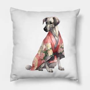 Watercolor Great Dane Dog in Kimono Pillow