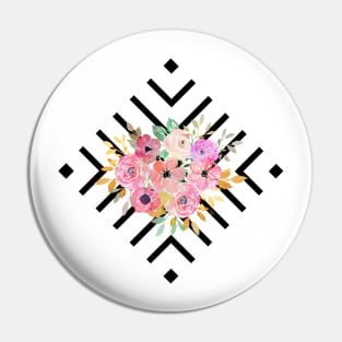 Watercolor floral and geometric diamond design Pin