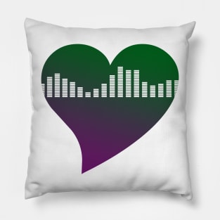 Green and Purple Graphic Equalizer Heart Pillow