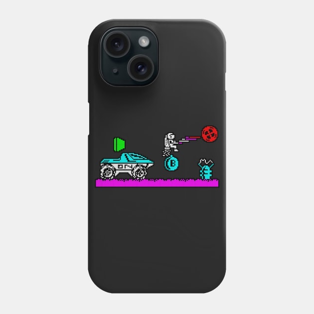 8 bit Lunar Jetman Phone Case by Retrific