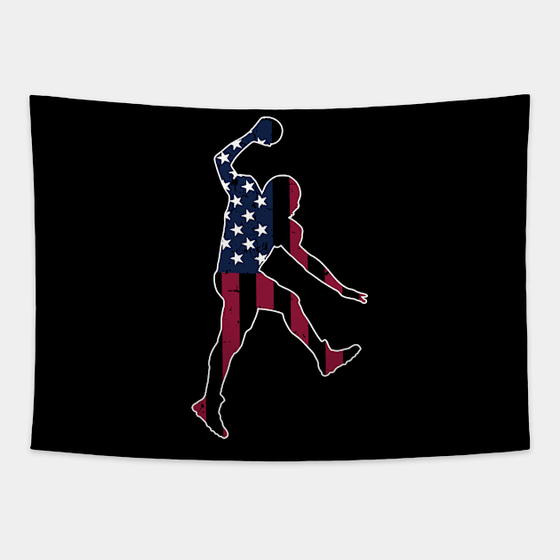 American Football Player USA Flag Gift Tapestry by Foxxy Merch