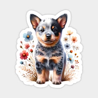 Floral Australian Cattle Puppy Magnet