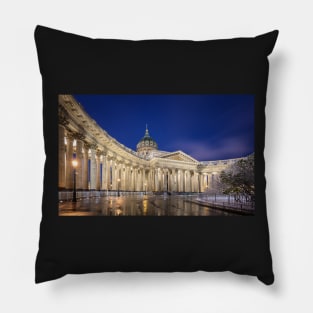 Kazan Cathedral in Saint Petersburg, Russia at night Pillow