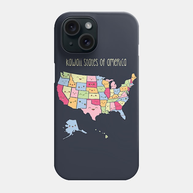 Kawaii States of America Phone Case by fishbiscuit