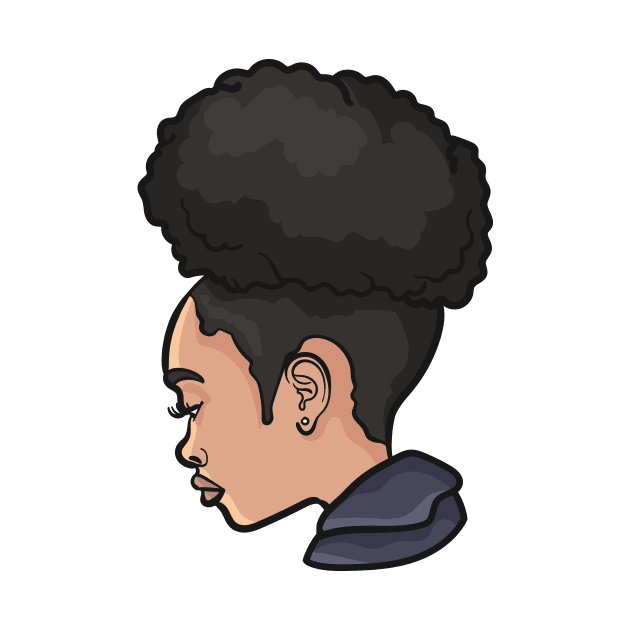 Solitary Black Girl Afro Puff by NaturallyBlack