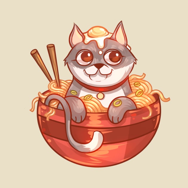 Ramen Noodle Tabby Cat by Claire Lin