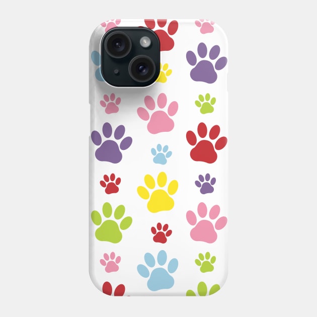 Colorful Paws, Paw Pattern, Dog Paws, Paw Prints Phone Case by Jelena Dunčević