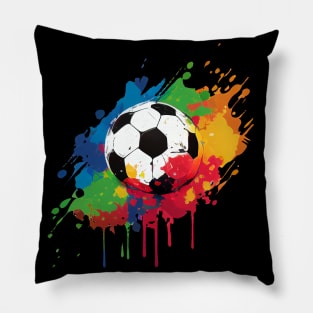 Soccer Ball with Paint Splash Design for Soccer Fans and Players Pillow