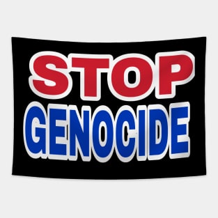 STOP GENOCIDE- Red, White & Blue - Double-sided Tapestry