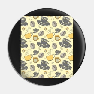 Coffee Pattern Yellow Grey Pin