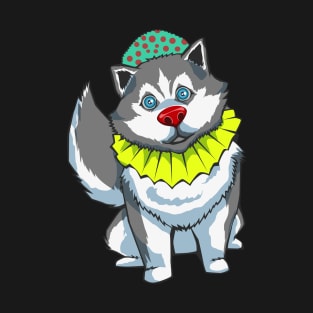 Cute Halloween Husky Dog Clown T-Shirt