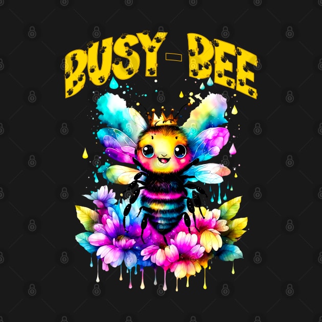 Cute Busy-Bee Cartoon Watercolor Bumble Bee by JJDezigns