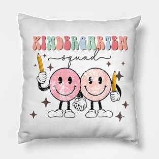 Kindergarten Squad Groovy Face Back To School Teacher Kids Pillow