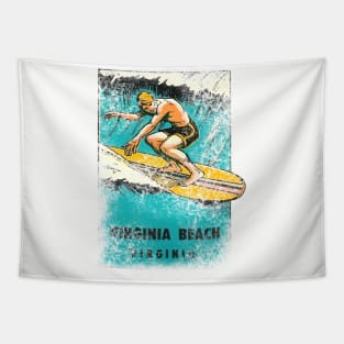 Virginia Beach Vintage Surfing Tapestry