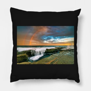 Double rainbow sunset Pillow