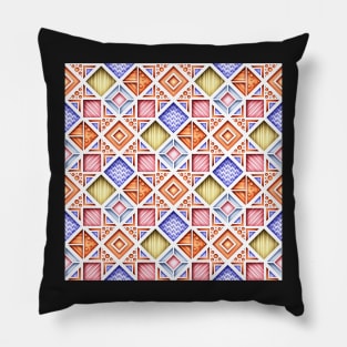 3d Geometric Pattern, Rhombic Motif Pillow